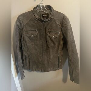 Danier leather motorcyle style jacket boho moto grey colour fits medium ladies